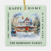 初めてのクリスマスインザニューホームライトピおもしろいスタ セラミックオーナメント (正面)