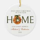 初めてのクリスマスインニューホームオレンジリース セラミックオーナメント (正面)