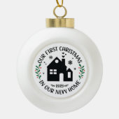 初めてのクリスマスインニューホームクリスマスパーソナライズされた セラミックボールオーナメント (正面)