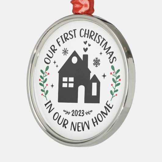 初めてのクリスマスインニューホームクリスマスパーソナライズされた メタルオーナメント (左)