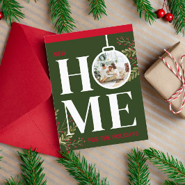 初めてのクリスマスインニューホームフェスティバルホリデイレッド ポストカード
