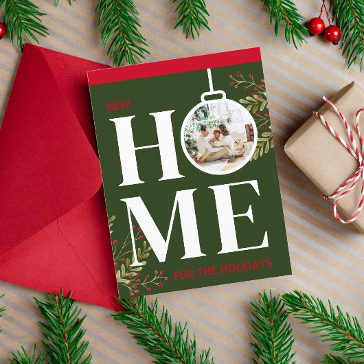 初めてのクリスマスインニューホームフェスティバルホリデイレッド ポストカード