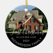 初めてのクリスマスインニューホームフルフォトキープサケ セラミックオーナメント (正面)