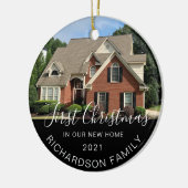 初めてのクリスマスインニューホームフルフォトキープサケ セラミックオーナメント (左)