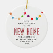 初めてのクリスマスインニューホームボーパーソナライズされたブル セラミックオーナメント (正面)