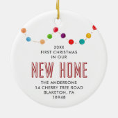 初めてのクリスマスインニューホームボーパーソナライズされたブル セラミックオーナメント (裏面)