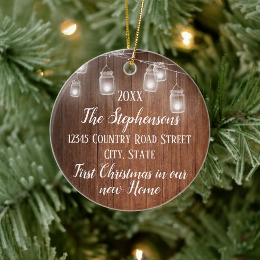 初めてのクリスマスインニューホームヴィンテージウッド セラミックオーナメント (ツリー)