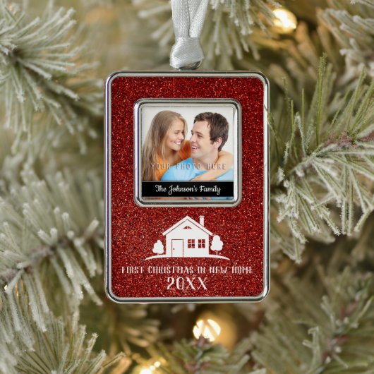 初めてのクリスマスインニューホーム シルバープレートフレームオーナメント (ツリー)