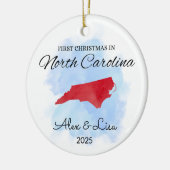 初めてのクリスマスインノースカロライナ州オーナメント セラミックオーナメント (左)