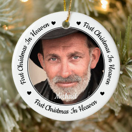初めてのクリスマスイン天国モダン2写真記念 セラミックオーナメント
