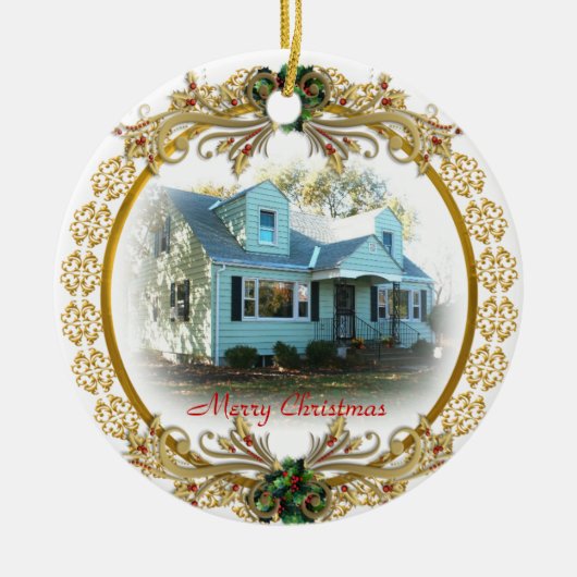 初めてのクリスマスイン新しいホームオーナメント セラミックオーナメント (正面)