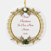 初めてのクリスマスイン新しいホームオーナメント セラミックオーナメント (裏面)