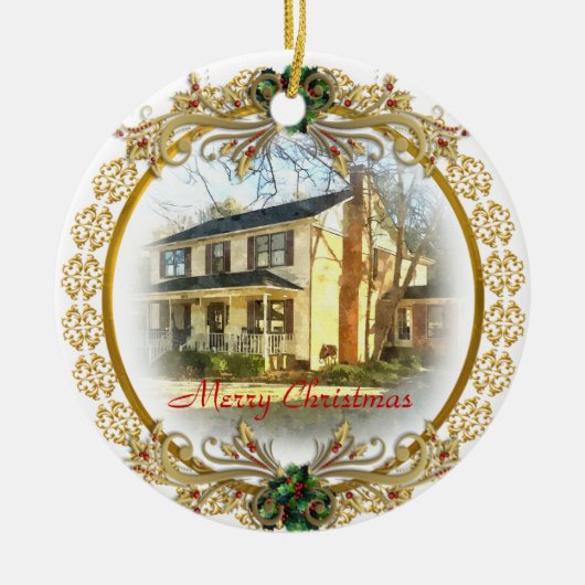 初めてのクリスマスイン新しいホームオーナメント セラミックオーナメント (正面)