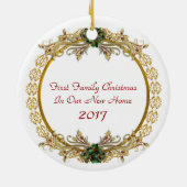 初めてのクリスマスイン新しいホームオーナメント セラミックオーナメント (裏面)