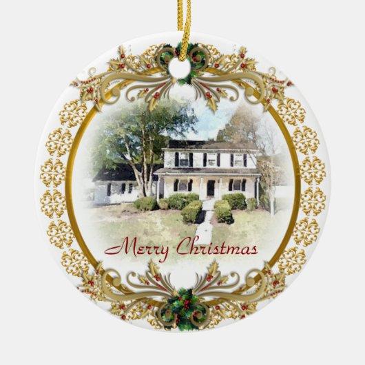 初めてのクリスマスイン新しいホームオーナメント セラミックオーナメント (正面)