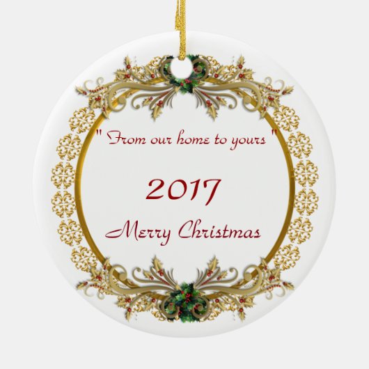 初めてのクリスマスイン新しいホームオーナメント セラミックオーナメント (裏面)