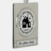 初めてのクリスマスイン新しいホームパーソナライズされた シルバープレートバナーオーナメント (右)