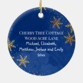 初めてのクリスマスイン新築住宅雪と写真 セラミックオーナメント (裏面)