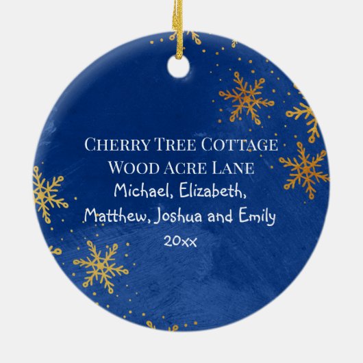 初めてのクリスマスイン新築住宅雪と写真 セラミックオーナメント (裏面)