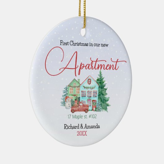 初めてのクリスマスイン私たちの新しいアパートメントミントアクアサー セラミックオーナメント (右)