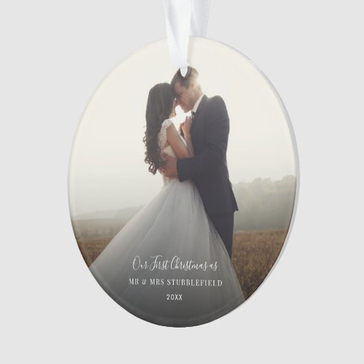 初めてのクリスマスウェディングデイフォト手書き オーナメント (正面)