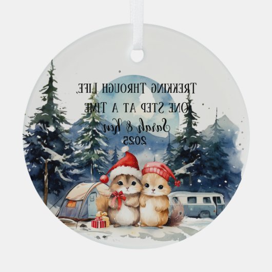 初めてのクリスマスウォーターカラーキャンピングニューリュウズ ガラスオーナメント (裏面)