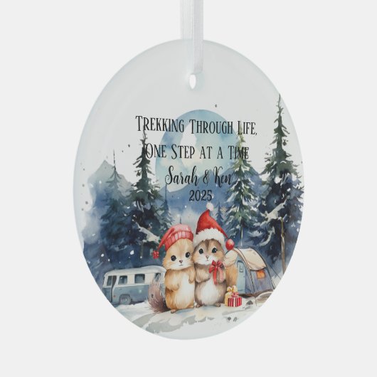 初めてのクリスマスウォーターカラーキャンピングニューリュウズ ガラスオーナメント (正面右)