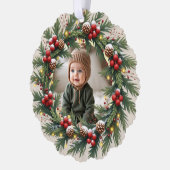 初めてのクリスマスウッドランドベビー鹿パーソナライズされた オーナメントカード (左)