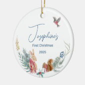 初めてのクリスマスウッドランド動物ベビー写真 セラミックオーナメント (左)