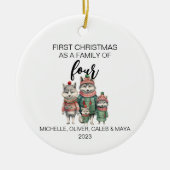 初めてのクリスマスウルフファミリーオブフォー セラミックオーナメント (正面)