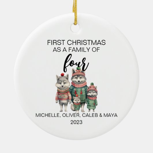 初めてのクリスマスウルフファミリーオブフォー セラミックオーナメント (裏面)