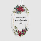 初めてのクリスマスエレガントの祖父母の写真フローラ オーナメント (正面)