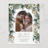 初めてのクリスマスエレガントの緑のアーチ写真 シーズンポストカード (正面)