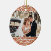 初めてのクリスマスエレガントズMr. 2フォトバラ金ゴールド セラミックオーナメント (右)