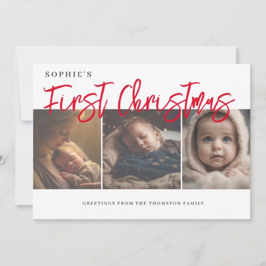 初めてのクリスマスエレガントベビーカスタム写真 シーズンカード (正面)