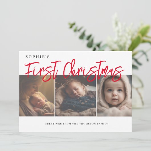 初めてのクリスマスエレガントベビーカスタム写真 シーズンカード (スタンド正面)
