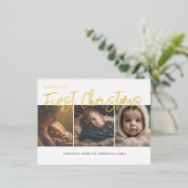 初めてのクリスマスエレガントベビーカスタム金ゴールド写真 箔シーズンポストカード (立ち正面)