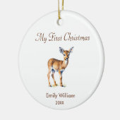 初めてのクリスマスエレガントベビー鹿 セラミックオーナメント (左)