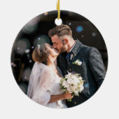 初めてのクリスマスエレガント結婚したグリーンマーブル セラミックオーナメント (裏面)