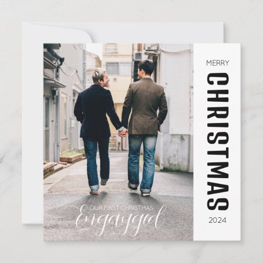 初めてのクリスマスエンゲイドゲイプライドカスタム写真 シーズンカード (正面)