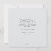 初めてのクリスマスエンゲイドゲイプライドカスタム写真 シーズンカード (裏面)