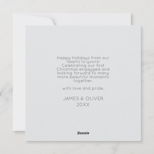 初めてのクリスマスエンゲイドゲイプライドカスタム写真 シーズンカード (裏面)