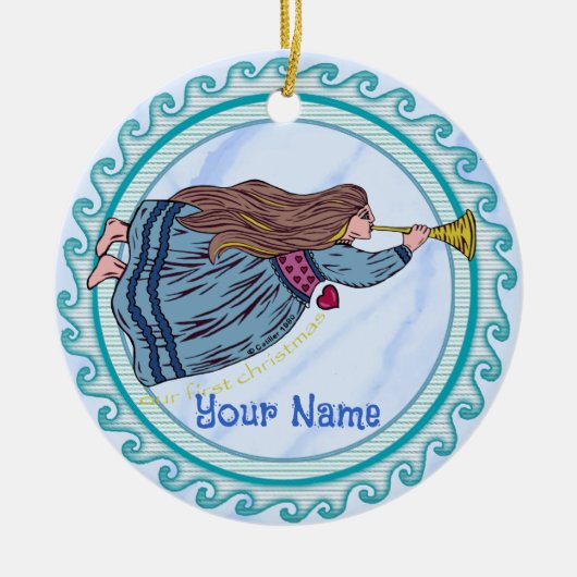 初めてのクリスマスエンジェルオーナメント セラミックオーナメント (正面)