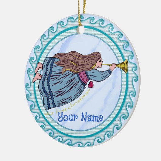初めてのクリスマスエンジェルオーナメント セラミックオーナメント (左)