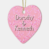 初めてのクリスマスオーナメントオンピンクさくらんぼの花 セラミックオーナメント (左)