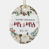 初めてのクリスマスオーナメントパーソナライズされた雪 セラミックオーナメント (右)