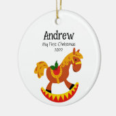 初めてのクリスマスオーナメントロッキングホースカスタマイズ-  セラミックオーナメント (左)