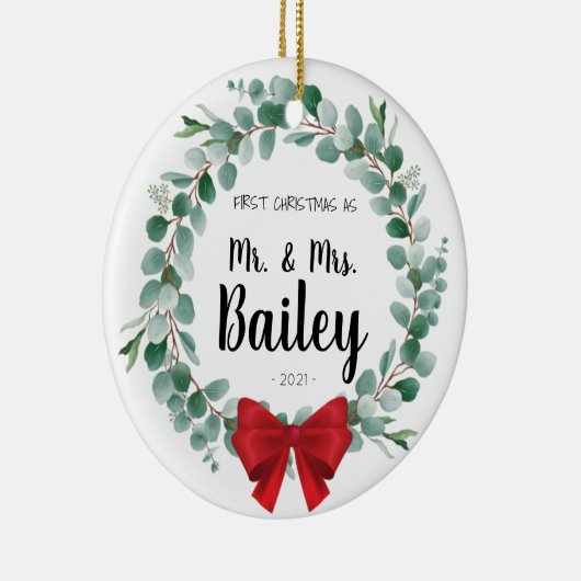 初めてのクリスマスオーナメント結婚新婚の贈り物 セラミックオーナメント (右)