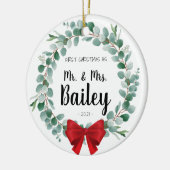 初めてのクリスマスオーナメント結婚新婚の贈り物 セラミックオーナメント (左)