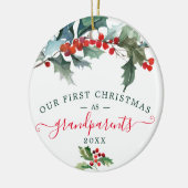 初めてのクリスマスオーナメント – 祖父母の写真 セラミックオーナメント (左)